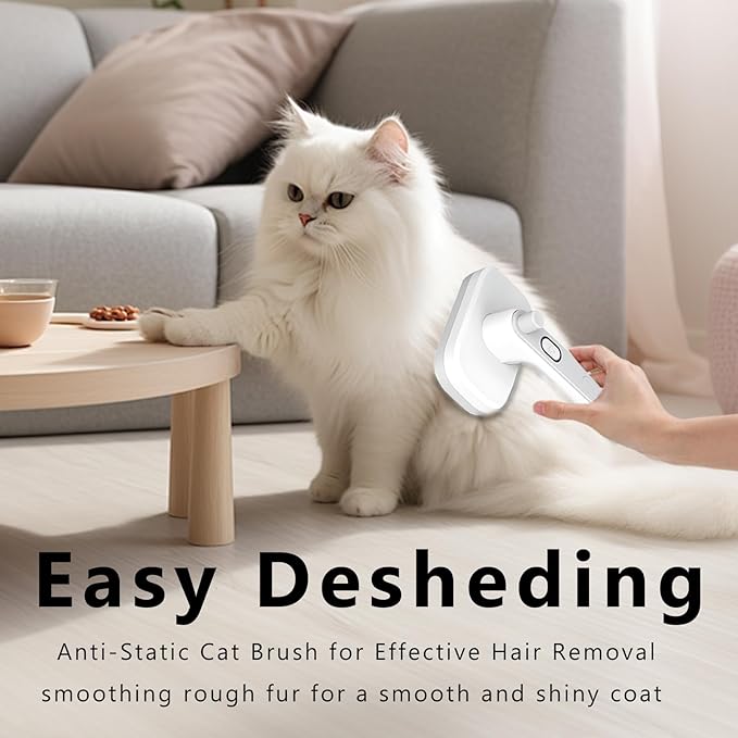 Cat brush with negative ions,Self Cleaning Slicker Brush for Dogs & Cats with Release Button,Cat Brush for Long or Short Haired Cats,Cat Brushes for Indoor Cats Shedding,Calming dogs and cats