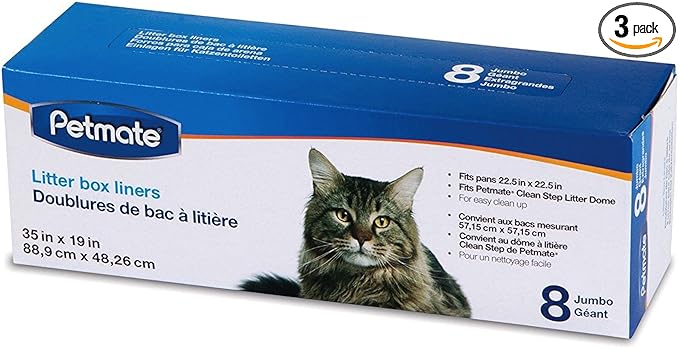 Petmate 24 Pack of Booda Dome Clean Step Cat Box Liners Jumbo, 3 Boxes Each Containing 8 Liners