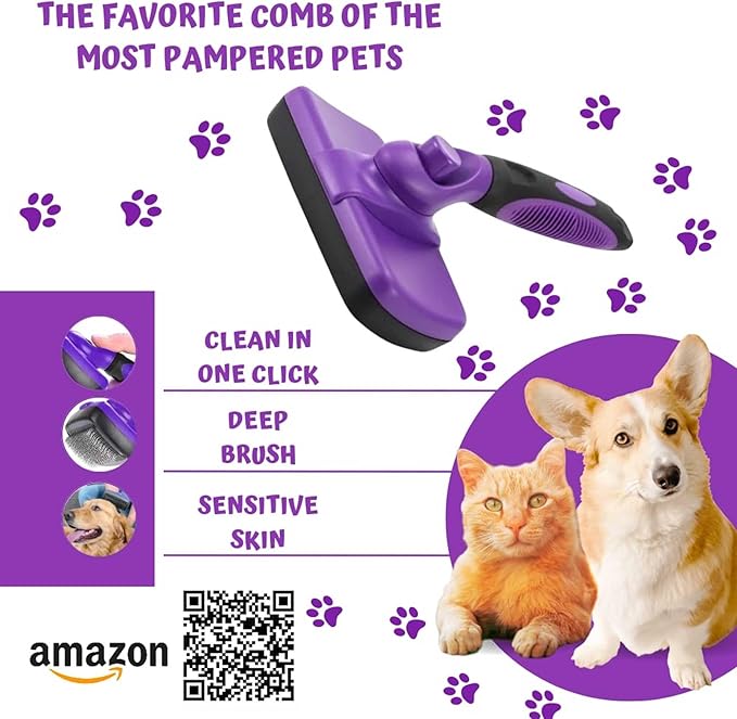 Volpe Cat Brush, Dog Brush, Furminator For Dogs, Dog Brush For Shedding,Cat Brushes For Indoor Cats,Dog Hair Remover, Deshedding Fur Removal,Purple