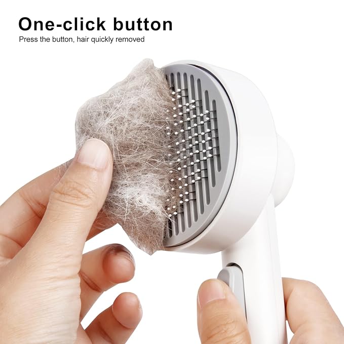 Cat Brush for Shedding with One-Click Button, Cat Brushes for Indoor Cats, Cat brush suitable for long or short haired cats, easy to remove loose hair, pet massage brush