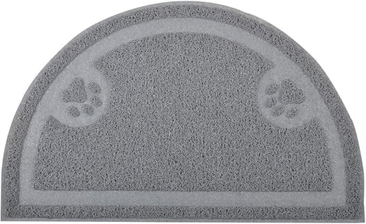 DM Cat Paw Print Litter Box Mat,Door Mat, Kitty Litter Rug,Half Circle,23.5x14.25 Inches