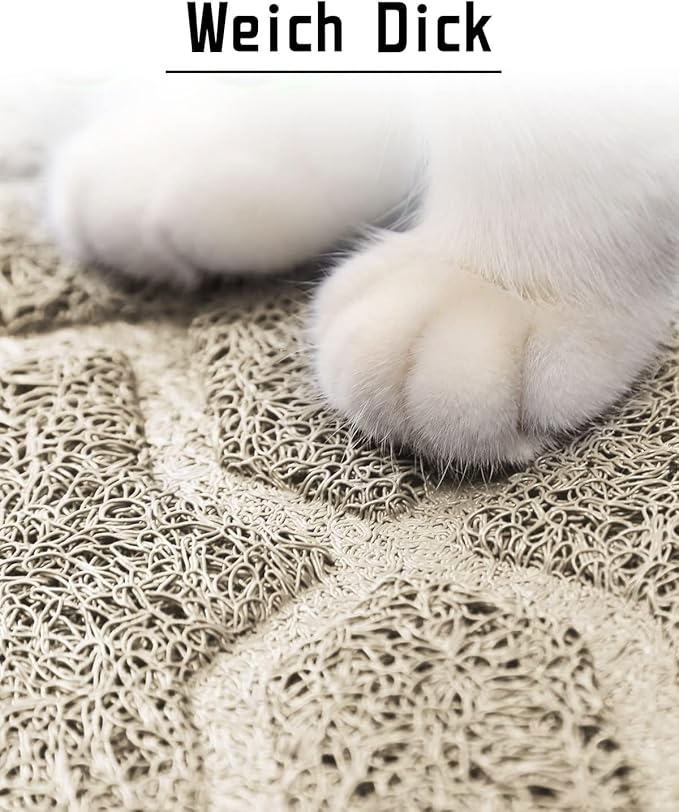 Yimobra Cat Litter Mat, 47"x36" Litter Box Mat with Litter Lock Mesh, Soft Cat Litter Mat Litter Trapping Mat, Easy to Clean, Non-Slip, Water Resistant, Litter Free Floors, Beige