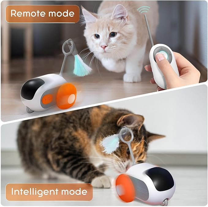 PawPetsLove -Robotic Interactive Cat Mouse Toys for Indoor Cats Exercise Toys for All Breeds Easily Glides on Rugs and Over Cords (Rechargeable)