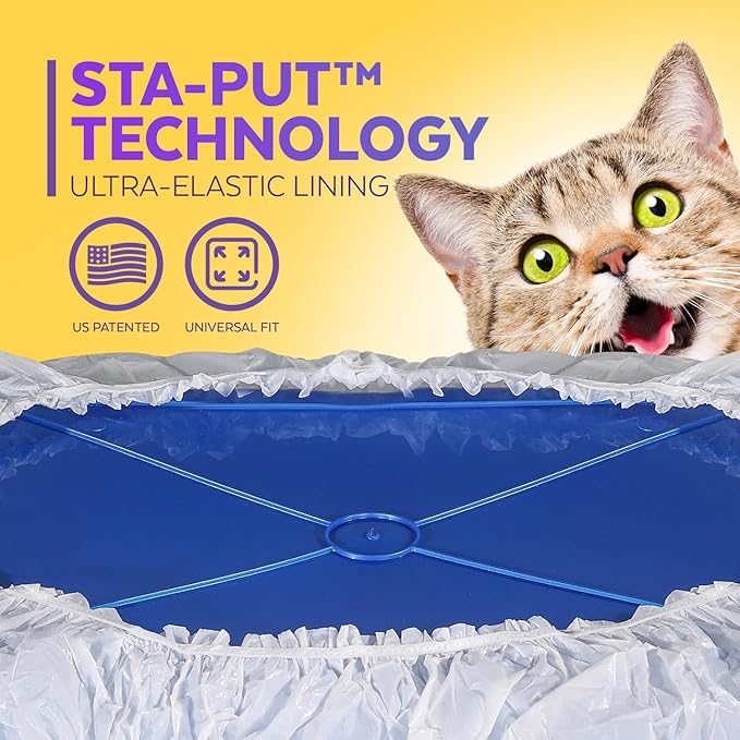 Sifting Litter Box Liners- 30-Count Elastic Cat Pan Liners for Large, Extra Large, Giant, and Extra Giant Litter Box - 36" x 18" Universal Fit Quick Sifting Cat Litter Bags