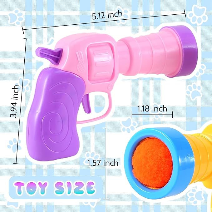 102Pcs Cat Ball Toy Launcher Gun,Cat Balls Fetch Toy - Includes 100 Colorful Plush Cat Balls and 2 Exciting Launchers Set,for Bored Indoor Adult Cats, Cute Kitten Kitty Toys