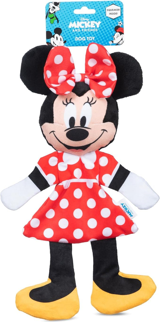 Minnie Mouse Plush Squeaky with Flattie Crinkle Body Dog Toy 13.5in | Disney Dog Toys | Plush Squeaker Toy for Dogs Inspired by Minnie Mouse, Disney Mickey and Friends
