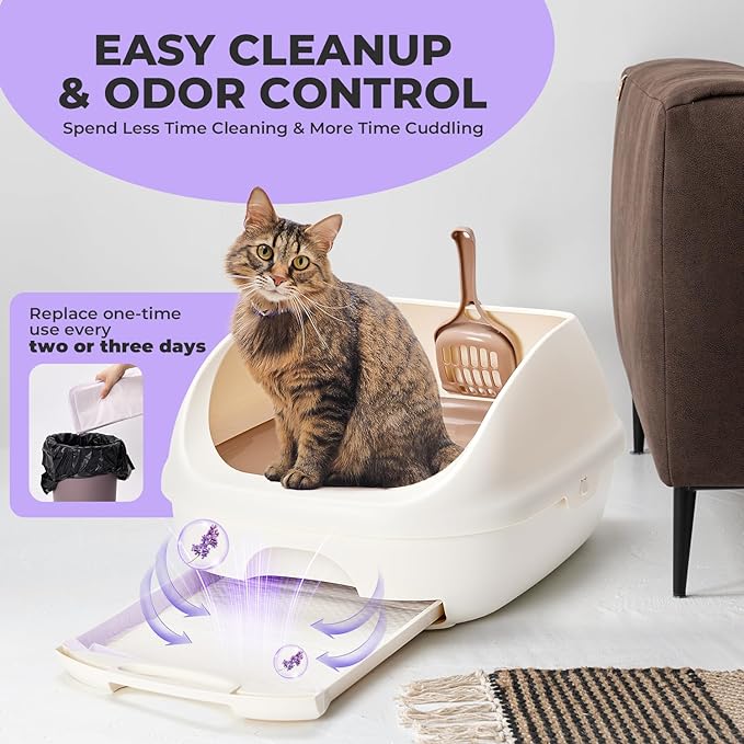 Cat Pads Refills for Litter Box: Cat Litter Mat for Tidy Cats Breeze Litter System - Thickened 6-Layer Super Absorbent Breeze Pads - 16.9" X 11.4" Odor Control - Lemon Scent - Pack of 40
