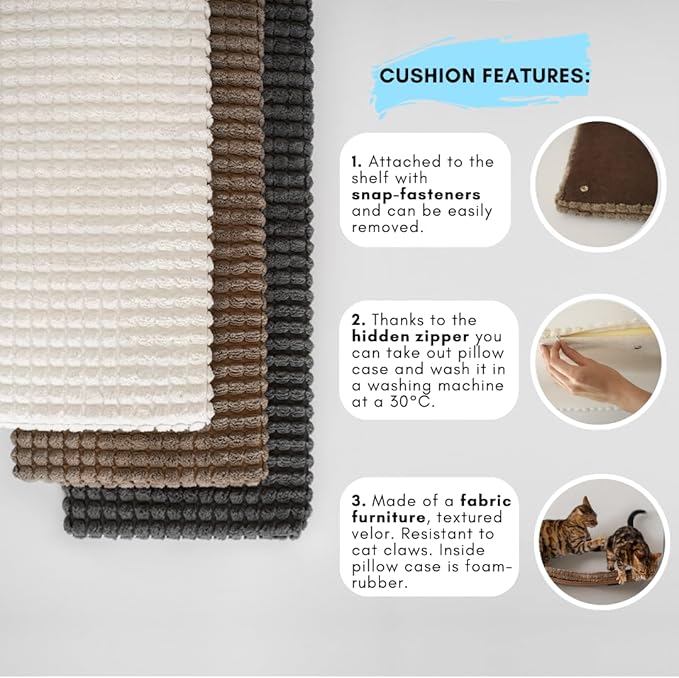 Cat Wall Furniture, Wall Mounted Cat Shelf, Cat Window Perch, Cat Shelves, Cat Wall Bed, Cat Steps for Wall, Cat Playground, Cat Wall Set Brown Cat Waved Shelf Cat Step