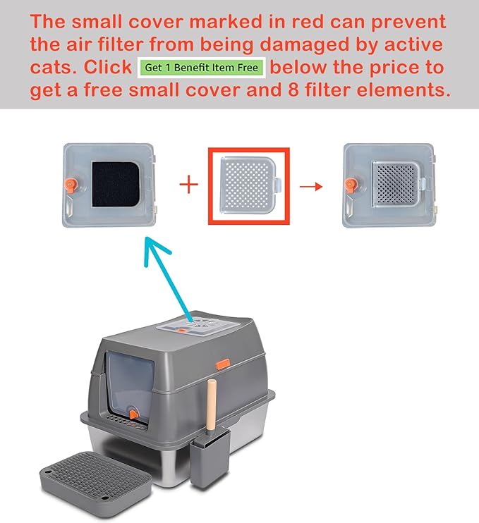 Ultimate XL Stainless Steel Litter Box with Lid Spacious & Stylish Enclosed Design for Big Cats, Multiple Cats, Odor-Free & Easy Cleaning, High Sided Cat Litter Pan with Cover Gray