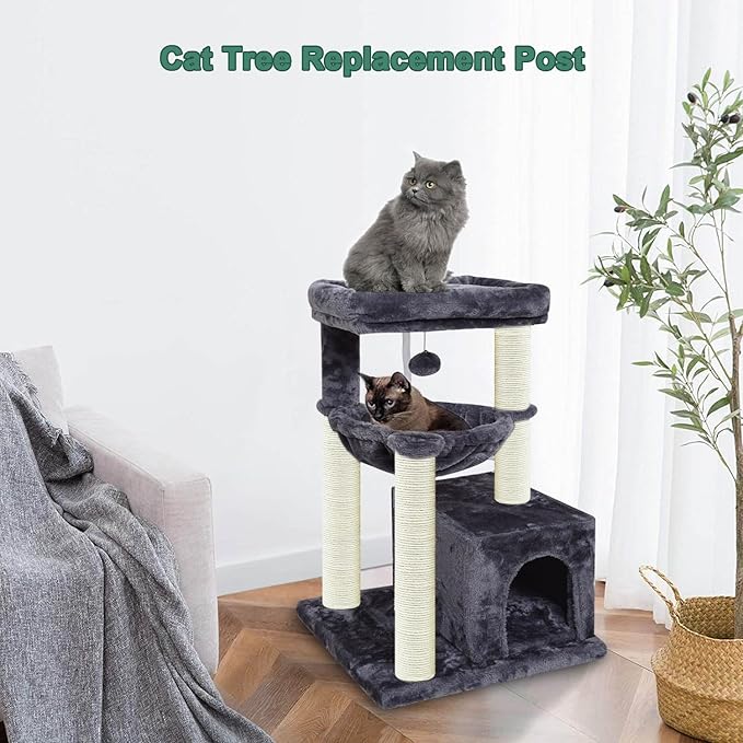 Cat Scratching Post Replacement Pole,2 PCS 15.7in Cat Tree Replacement Post,Natural Sisal Cat Tree Replacement Parts with M8 Screws,Cat Scratch Post Replacement for Refurbishment (15.7in/40cm)