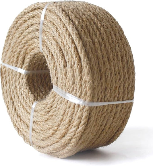 Nature Jute Twine, 5mm 164 Feet Jute Rope for Cat Scratching Post DIY Arts Crafts Gardening Bundling Home Decor