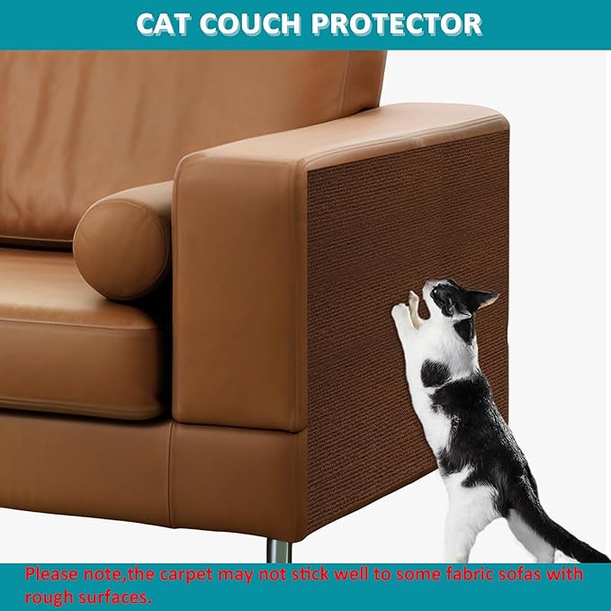 Cat Scratch Furniture Protector,78.7"x15.8"Cat Scratching Mat,Trimmable Self-Adhesive Cat Couch Protector,cat Wall Scratcher,Pad Replacement for Cat Tree Shelves and Post(Brown)