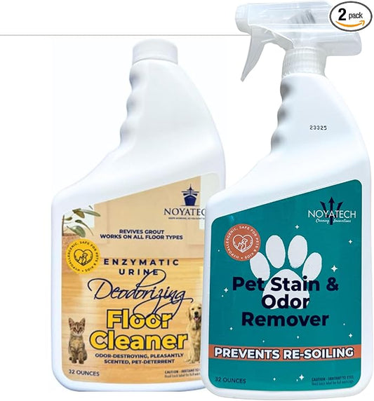 Pet Stain and Odor Remover, 2 Quarts Combo, Enzymatic Urine Deodorizing Floor Cleaner, Safe for Kids and Pets