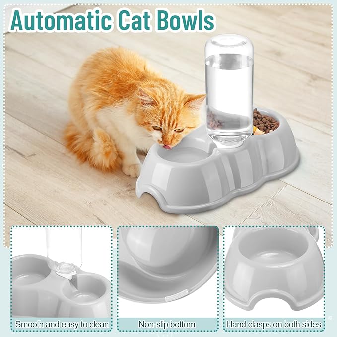 Tioncy 7 Pcs Small Cat Kitten Starter Kit Cat Litter Box with Shovel Cat Paw Litter Mat Double Automatic Cat Bowls Cat Toy Teaser Stick Cat Collar Essentials Kits for 1-3 Lbs Beginner (Green)