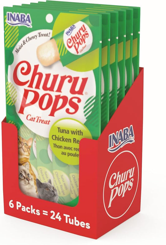 INABA Churu Pops Moist and Chewy Cat Treat Tuna with Chicken Recipe 24 Tubes