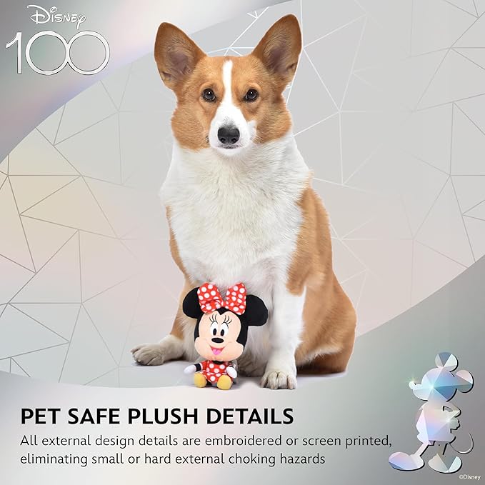 Minnie Mouse Plush Squeaky Dog Toy 6in | Disney Dog Toys | Plush Squeaker Toy for Dogs Inspired by Minnie Mouse, Disney Mickey and Friends