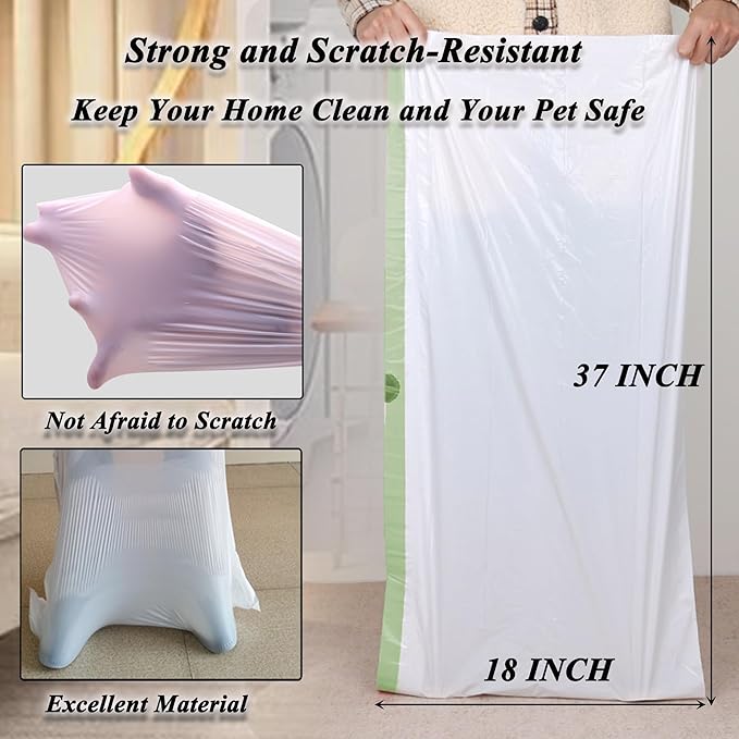 Suhaco Cat Litter Box Liners, Litter Pan Disposable Bags 2 Mil Thickened Cat Litter Liners with Drawstring Weekly 14 Large Pack Litter Bags for Easy Cleaning (L (Pack of 14))