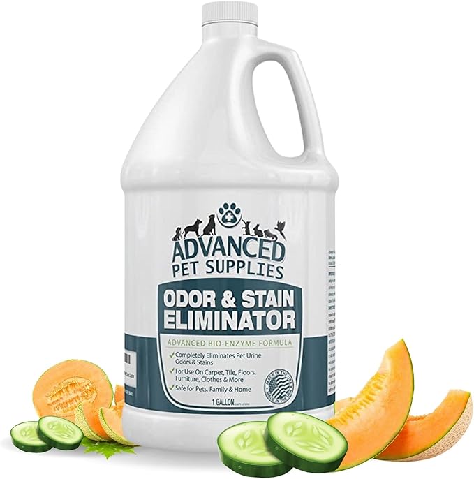 Advanced Pet Supplies Odor Eliminator and Stain Remover Carpet Cleaner with Odor Control Technology, Professional Strength Enzymatic Solution, Natural Enzymes for Carpet and Hardwood Floors (Gallon)