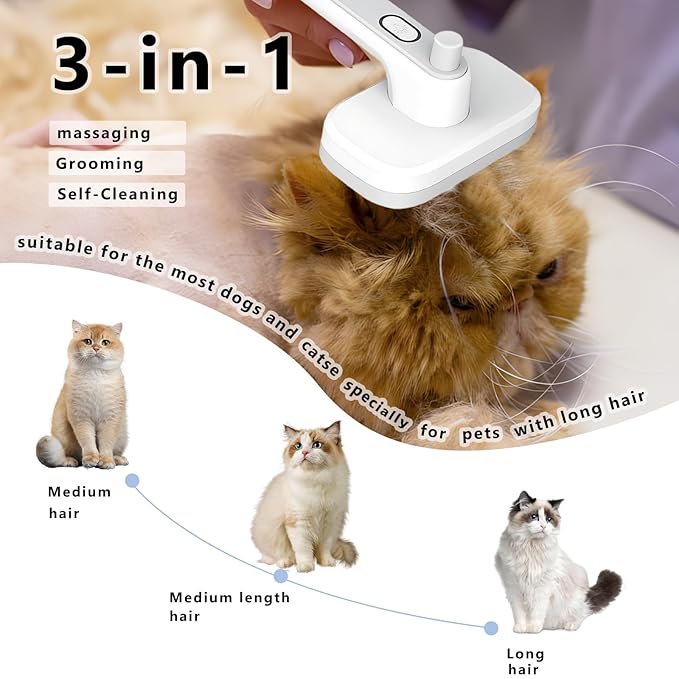 Cat brush with negative ions,Self Cleaning Slicker Brush for Dogs & Cats with Release Button,Cat Brush for Long or Short Haired Cats,Cat Brushes for Indoor Cats Shedding,Calming dogs and cats