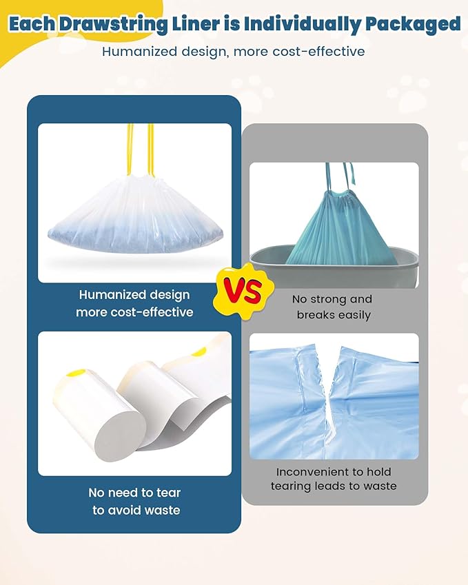 KONE Cat Litter Bags for Robot 3/4, 2 mil Thickened Waste Drawer Liners Compatible with Most Self-cleaning Automatic Boxes - 57 Count Pet Kitten Poop Disposable Replacement Bags, 5-9 Gal, 26 x 16