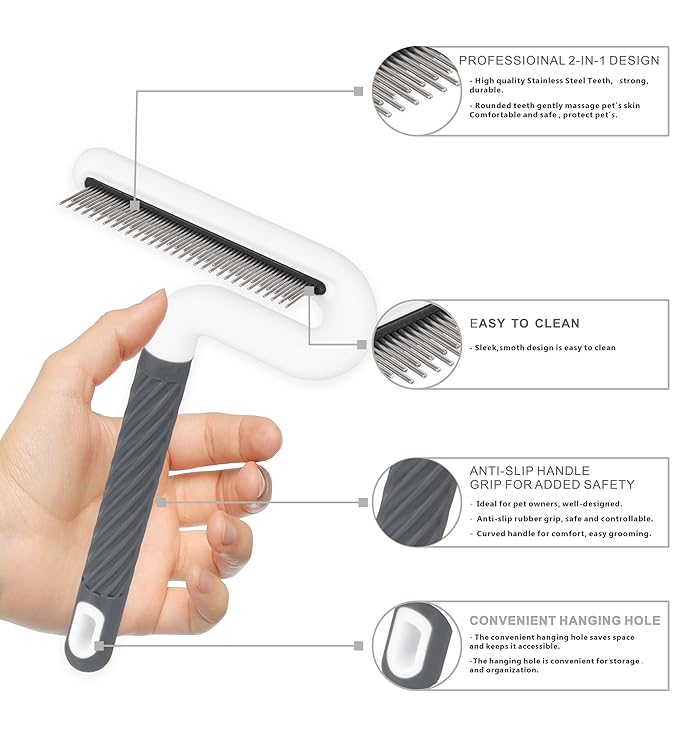 Flea Comb, TailGurus Effective Flea Comb for Cats & Dogs - Shedding Brush for All Pets - Long Hair Friendly - Durable - Versatile & Safe - Durable, Safe & Versatile - Portable, Pet-Friendly(TG2042)