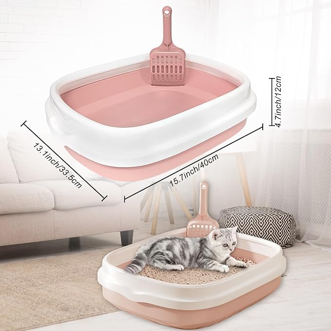 Kitten Starter Kit, 15 Piece Cat Essentials Set Includes Cat Litter Box,Cat Toys, Cat Collars,Cat Scratch Pad, Cat Nail File,Automatic Cat Feed Bowls, Pet Grooming Gloves for Cats (Pink)
