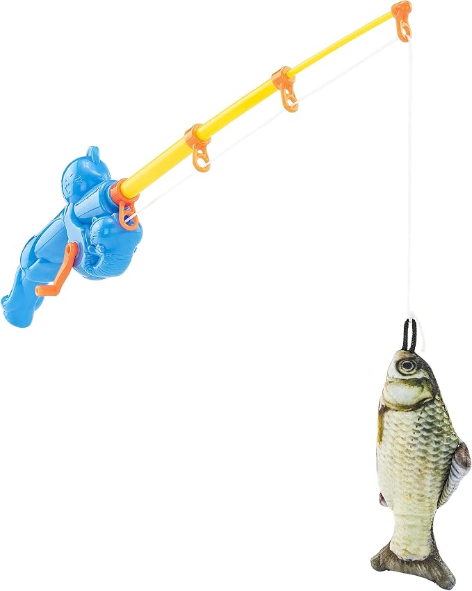 Fairly Odd Novelties Cat Fishing Pole Toy - Funny Interactive Fish Toy for Cats, Kittens, and Small Pets. Giftable Cat Fishing Rod Novelty Gifts, Item, FON-10309, Multi-Colored, 1 Count (Pack of 1)