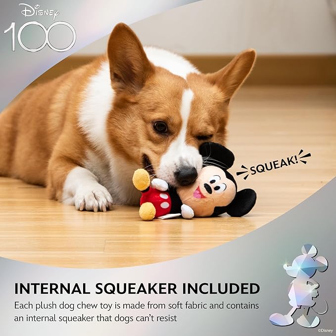 Mickey Mouse Plush Squeaky Dog Toy 6in | Disney Dog Toys | Plush Squeaker Toy for Dogs Inspired by Mickey Mouse, Disney Mickey and Friends