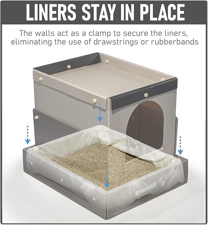 Hooded Cat Litter Box Starter Kit, includes Disposable Sifting Liners, Plastic Cardboard Box with 5 Year Warranty