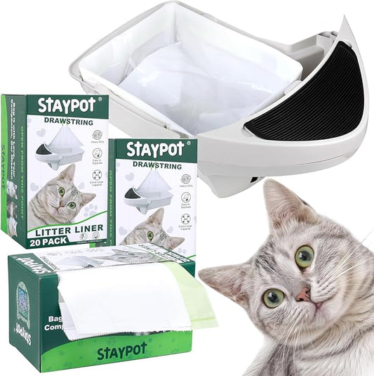 Heavy Duty Utra-thick 2Mil Drawstring Litter Box Robot 3 4 Waste Bags 60Pack Compatible with Self-cleaning Cat Litter Boxes. Designed for Automatic Litter Box Liners,9-11 Gallons