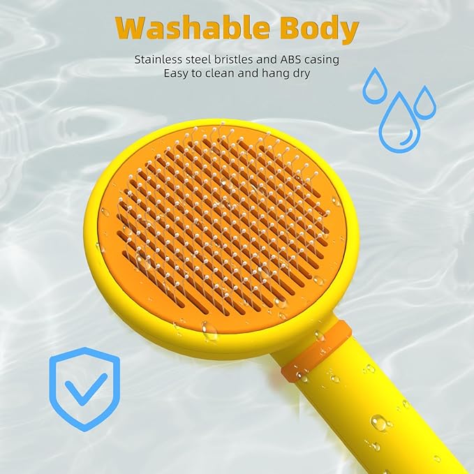 Cat Brush for Shedding, Self-Cleaning Slicker Brush for Indoor Cats, Gently Remove Loose Fur Undercoat, Pet Grooming Massage Deshedding Tool, Suits Long & Short Haried Cats