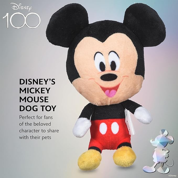 Mickey Mouse Plush Squeaky Dog Toy 6in | Disney Dog Toys | Plush Squeaker Toy for Dogs Inspired by Mickey Mouse, Disney Mickey and Friends