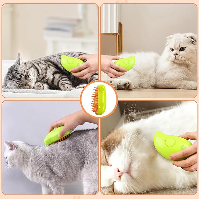 Steamy 3 in 1 Multifunctional Steam Pet Grooming Brush - Self-Cleaning Hair Removal and Massage for Cats