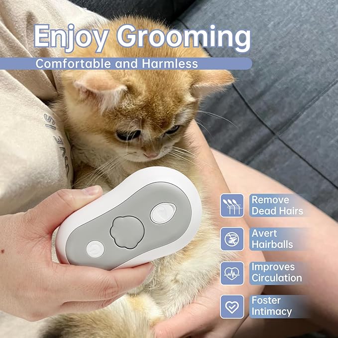 Cat Brush for Shedding Rechargeable Cat Steam Brushes for Indoor Cats Self-Cleaning Pet Grooming Tool for Long and Short Hair Steamy Dog Comb Cat Deshedding Hair Brush, Grey