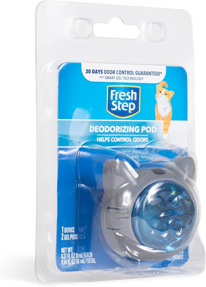 Fresh Step Litter Box Deodorizing Gel Pod | Cat Litter Box Deodorizer | Combats Cat Odors and Neutralizes Smells to Keep Your Home Clean | 1 Adhesive Device + 2 Gel Refills