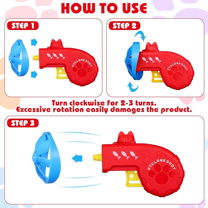 Sumind 18 Pieces Cat Fetch Tracking Interactive Toys with 5 Colors Flying Propellers for Indoor PET Cat Kitty Training Chasing (Red, Cat)