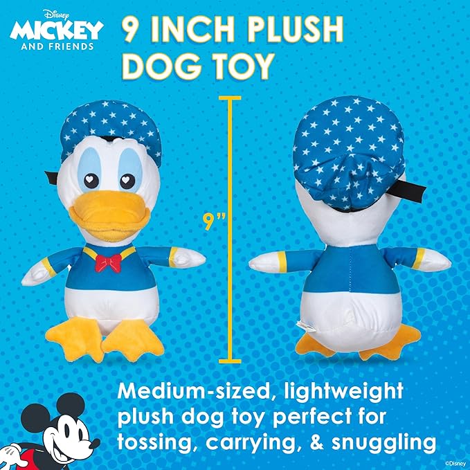 Donald Duck Plush Squeaky Dog Toy 9in | Disney Dog Toys | Plush Squeaker Toy for Dogs Inspired by Donald Duck, Disney Mickey and Friends