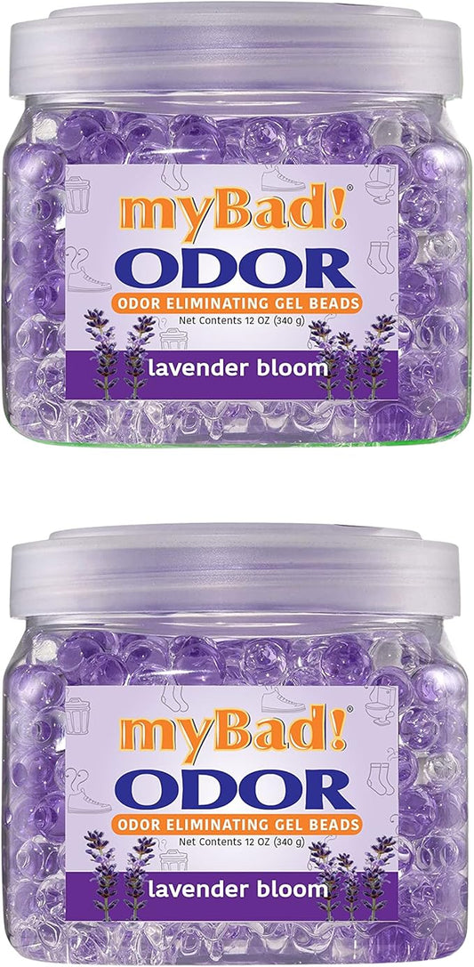 Odor Eliminator Essential Oil Gel Beads 12 oz - Air Freshener - Eliminates Odors and Smells in Bathroom, Pet Area, Closets, RVs, Pet Areas (Lavender Bloom, 2 Pack)