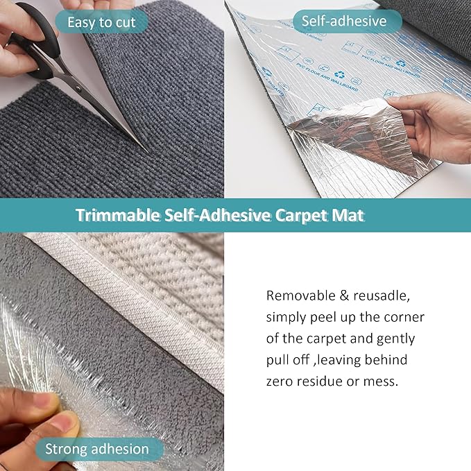 Cat Scratching Mat self-Adhesive, 78.7"x15.8" Cat Carpet remnants,DIY Climbing Cat Scratcher,Cat Scratch Furniture Protector(Dark Gray)