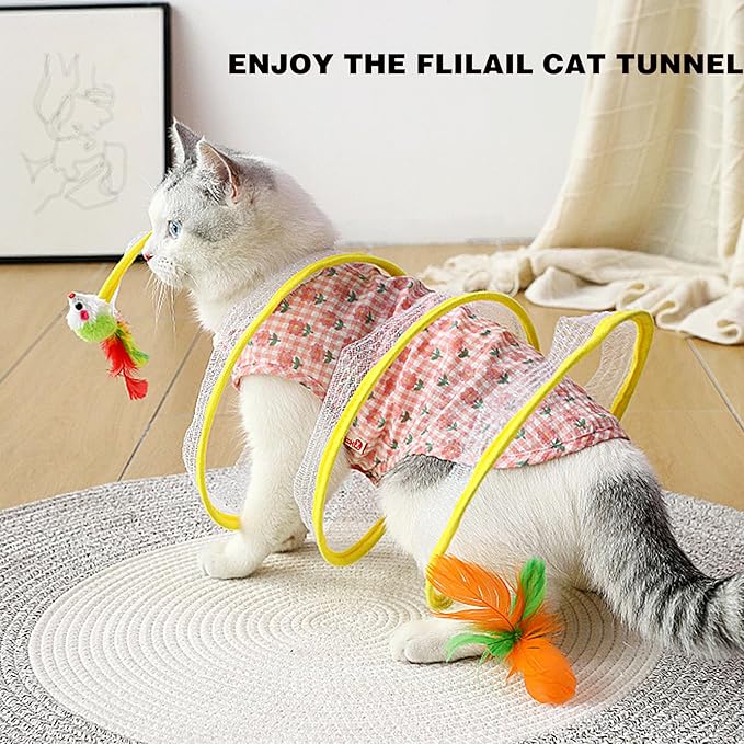 Folded Cat Tube Tunnel,Cat Toys for Indoor Cats Large,Cat Tunnel Bed for Kittens,Cat Donut Tunnels,Whisker Twister for Cats,Cat Toy for Indoor Cats,Decompression Interactive Cat Springs Toys