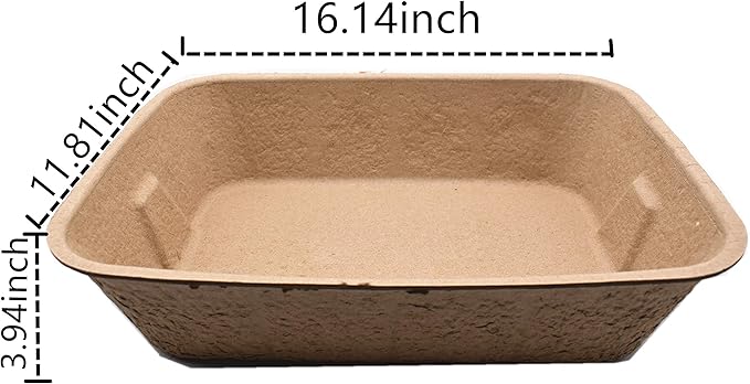 Disposable Cat Litter Box (5 Pack Of Trays) Eco Friendly 100% Recycled Paper Cat Tray,16.14 X11.81X3.94 Inch (Brown)