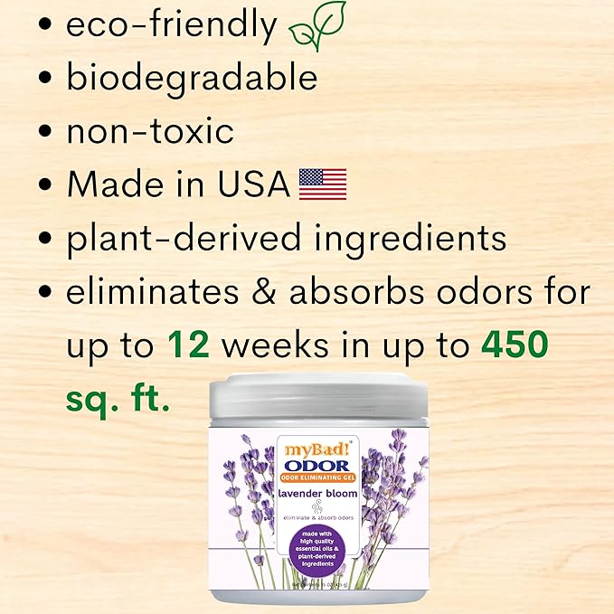 Odor Eliminator Essential Oil Gel Beads 15 oz - Air Freshener - Eliminates Odors in Bathroom, Pet Area, Closets, RVs, Pet Areas (Lavender Bloom, 2 Pack)