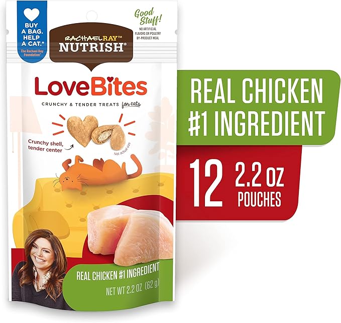 Rachael Ray Nutrish Love Bites Cat Treats, Chicken, 2.2 Ounces (Pack of 12)
