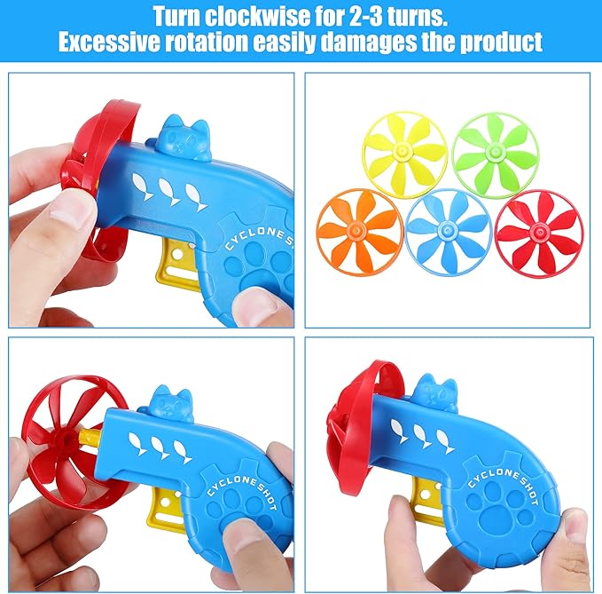 Sumind 18 Pieces Cat Fetch Tracking Interactive Toys with 5 Colors Flying Propellers for Indoor PET Cat Kitty Training Chasing (Blue, Cat)