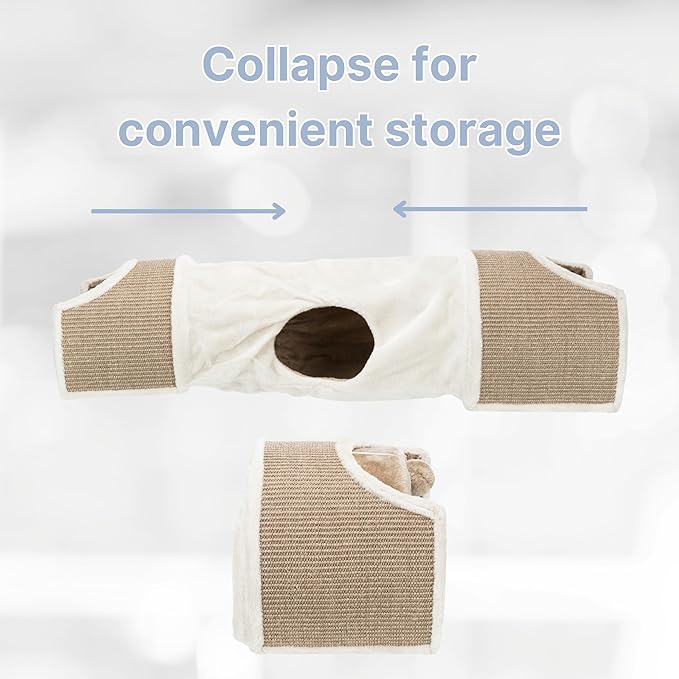 TRIXIE Cat Tunnel for Indoor Cats - Cozy Peekaboo Cat Cave Including Dangling Cat Toys - with Sturdy Sisal Scratching Surfaces - Collapsable and Easy to Store Cat Tube - in Cream