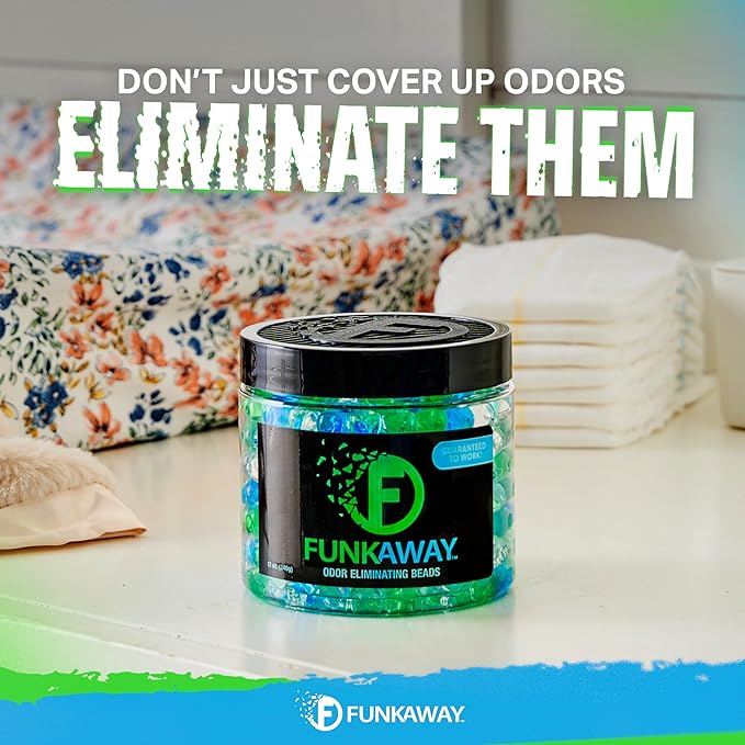 FunkAway Odor Eliminating Beads, 12 oz., 3 Pack, Supercharged Odor Absorbing Beads for the House, Car or Gym, Eliminate Smoke, Pet and Bathroom Odors for Long-Lasting Results
