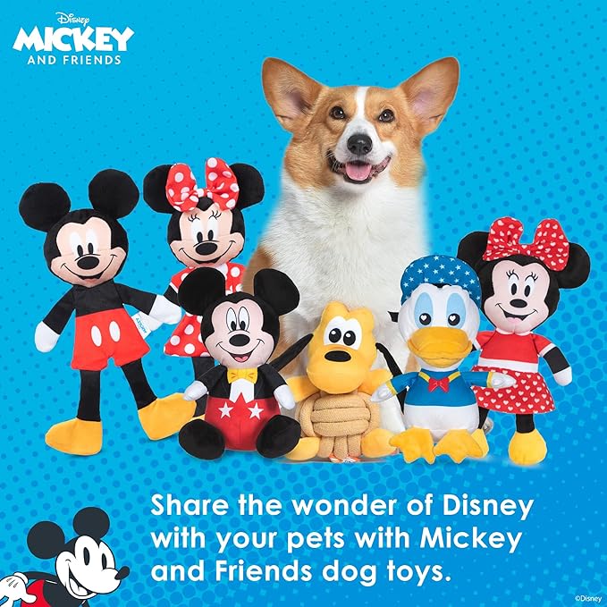 Minnie Mouse Plush Squeaky with Flattie Crinkle Body Dog Toy 13.5in | Disney Dog Toys | Plush Squeaker Toy for Dogs Inspired by Minnie Mouse, Disney Mickey and Friends