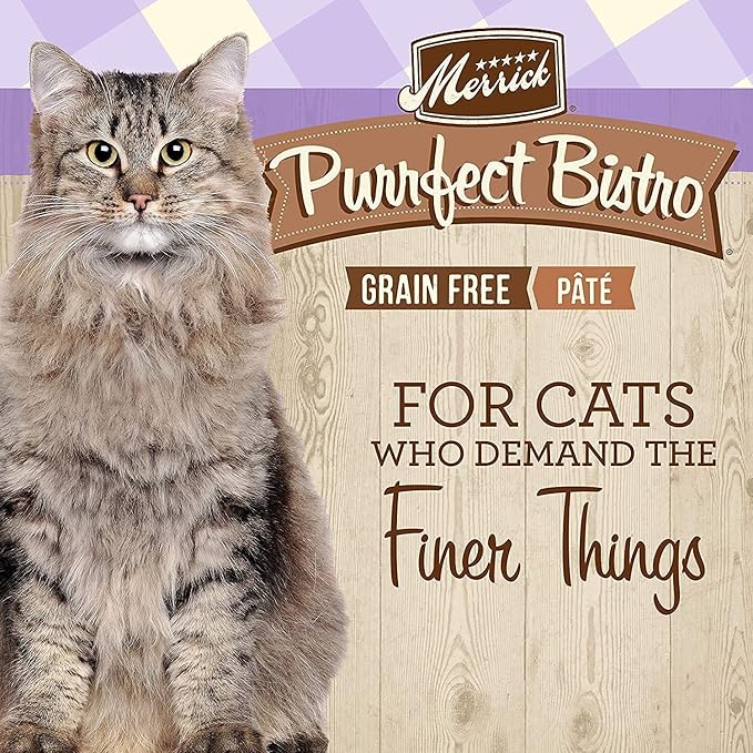 Merrick Purrfect Bistro Canned Cat Food, Rabbit Pâté Recipe, Grain Free Natural Cat Food with Added Vitamins & Minerals, for All Life Stages, 5.5 OZ Can (Pack of 18)
