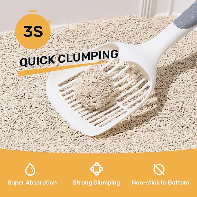 FUKUMARU Tofu Cat Litter Clumping, Low dust Cat Litter, 100% Natural Ingredients Litter, Flushable, Ultra Absorbent, Lightweight, Low Tracking Cat Litter Unscented, Odor Control (8lb x 4 Bags)