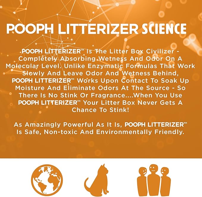 POOPH Litterizer - Litter Box Civilizer, 16oz - Dismantles Odors on a Molecular Basis, Freshener, Eliminator, Urine, Pee, Deodorizer, Fresh, Clean, Potty, Safe